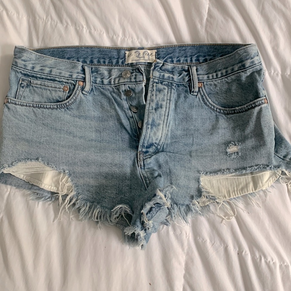 Free people distressed denim shorts size 30 very gently worn post baby!
